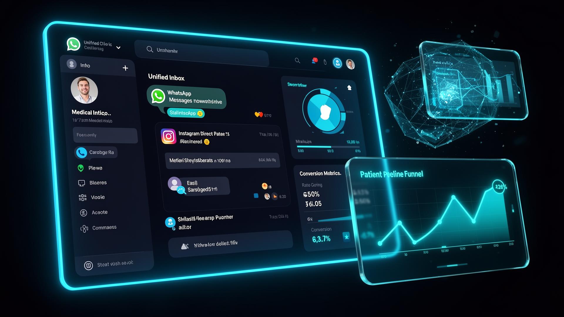 Plataforma MDC centralizando WhatsApp, ligações e Instagram Direct